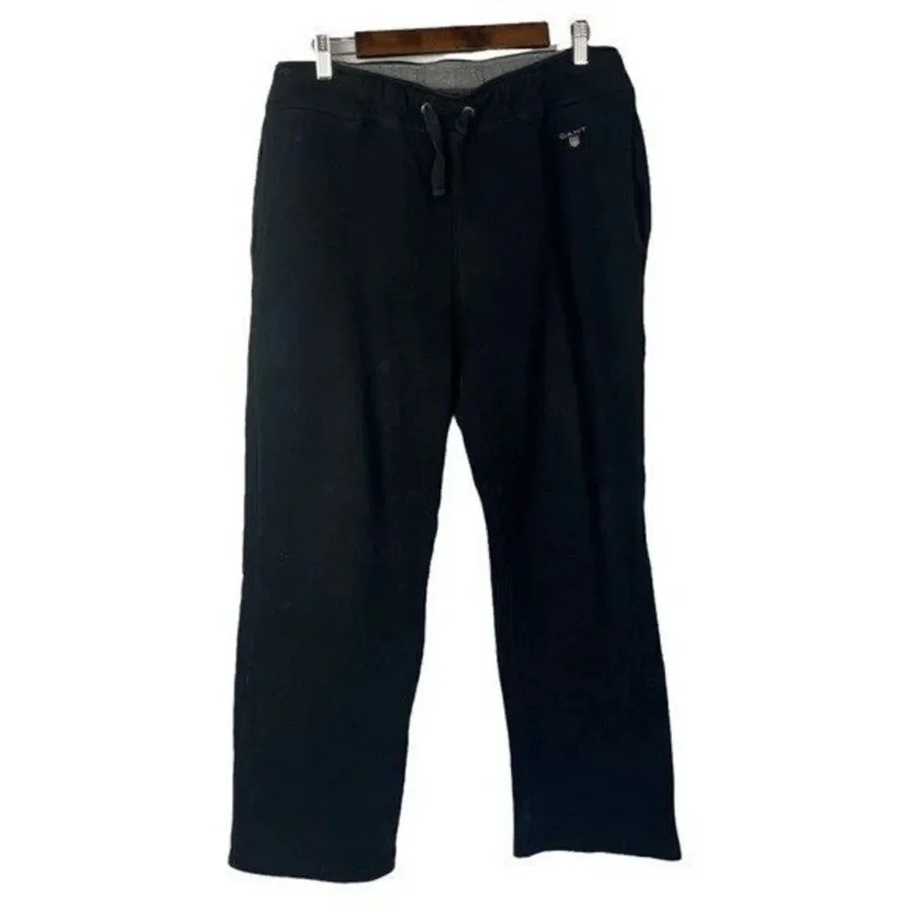 Gant Black Bootcut Cotton Blend Drawstring Sweatpants L